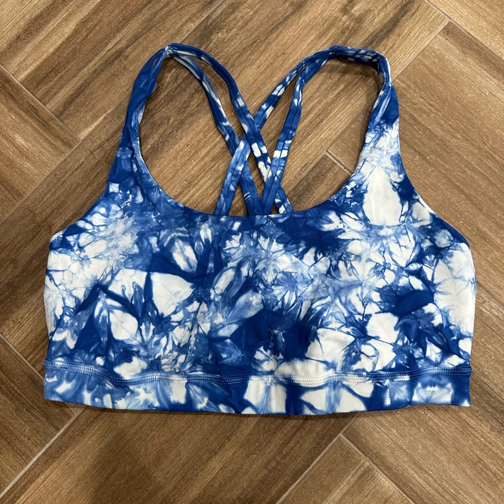 Lululemon Energy Bra Shibori Varsity Blue White Size 10
